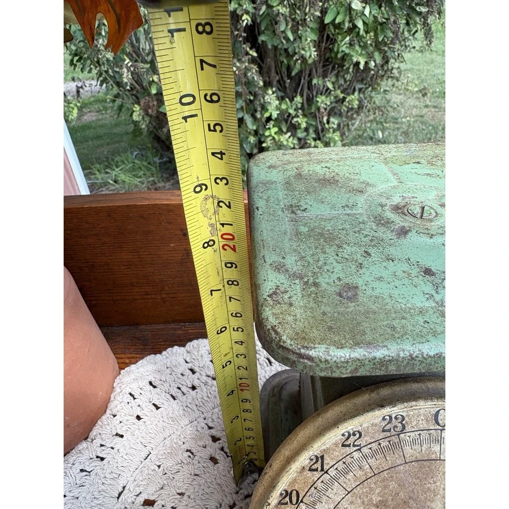 Vintage Green Columbia Family Scale 24 lbs Landers Frary & Clark USA Farm Decor